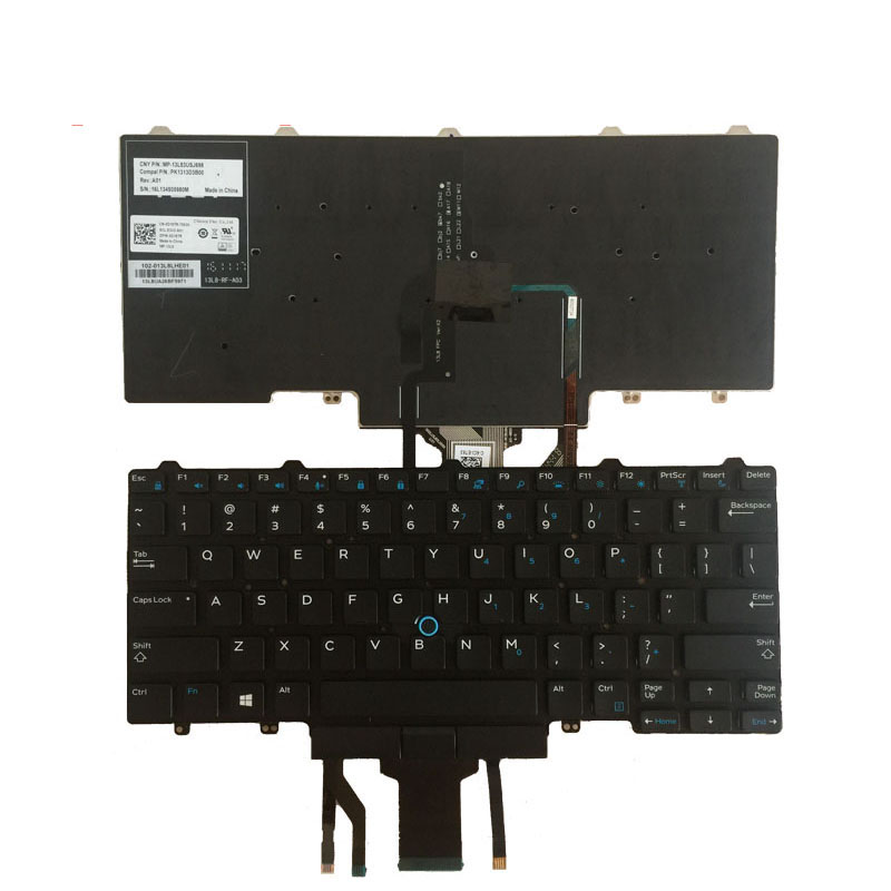 Teclado americano para laptop Dell Latitude E5450 com luz negra