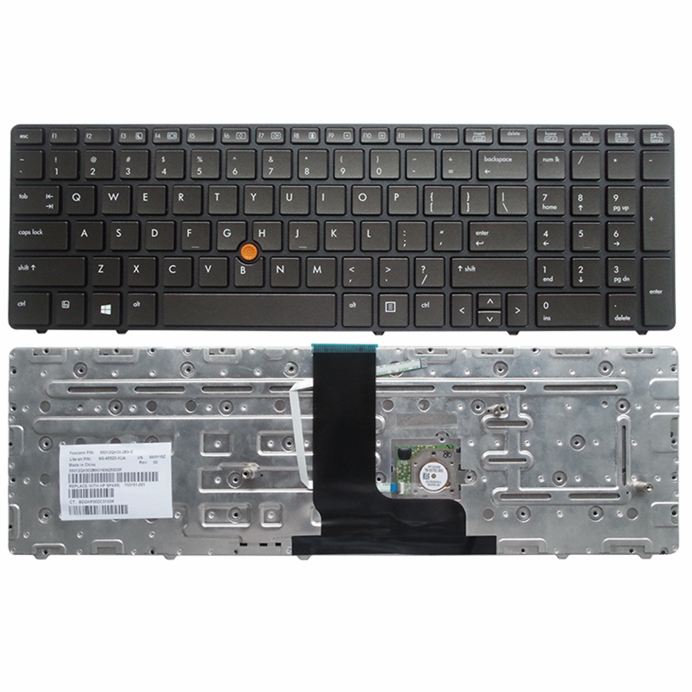 Novo teclado para notebook HP EliteBook 8560w EUA