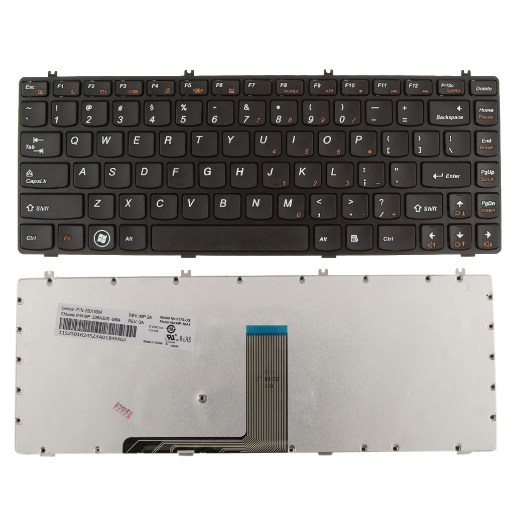 Novo teclado americano para laptop Lenovo Y470 layout de teclado